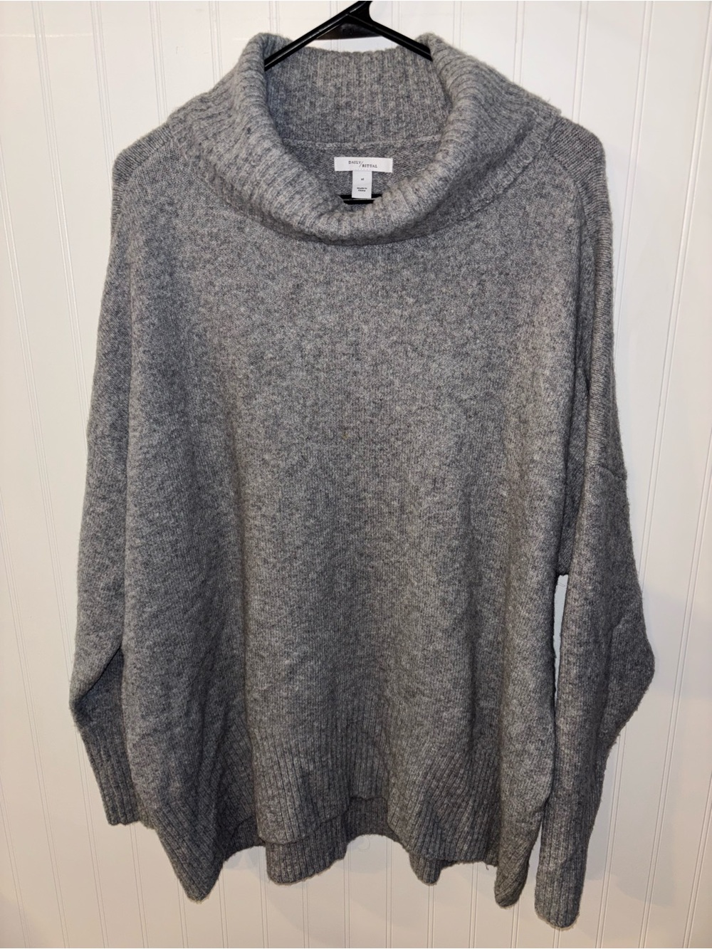 Daily Ritual Gray Cowl Neck Oversized Knit Sweater Women’s XL